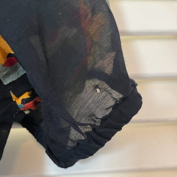 French Connection peplum blouse sheer 4 silk cotton floral black - Picture 6 of 9